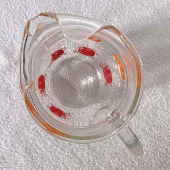 Vintage Tomato Orange Fruit Print Glass Pitcher - Picture 9 of 12
